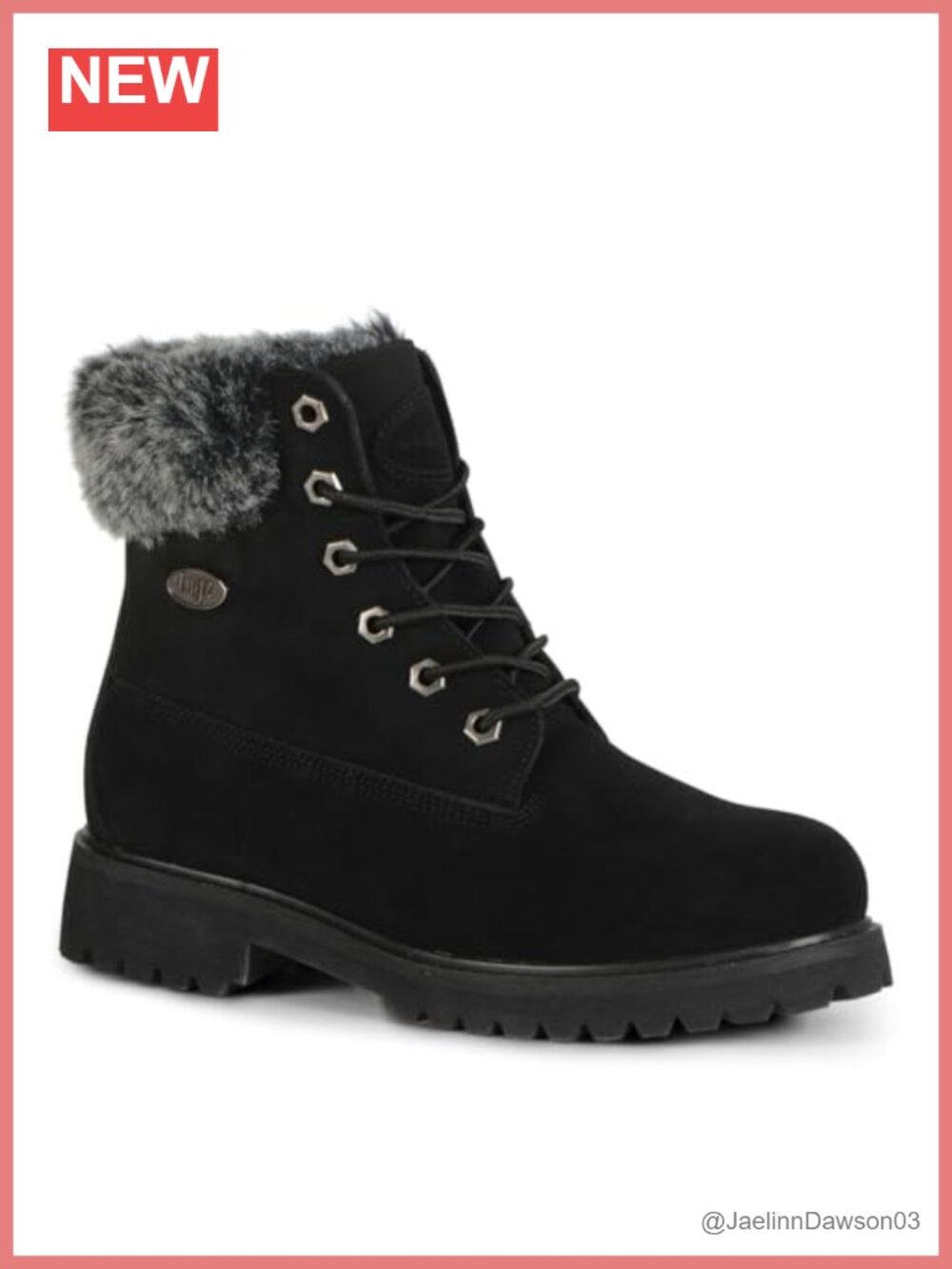 Faux Fur Lace Up Chukka Boots Mid-Calf Block Heel Work Booties